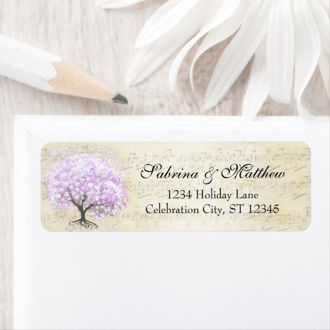 Étiquette Retour de l'oiseau de l'amour de l'arbre de lavand (En situation)