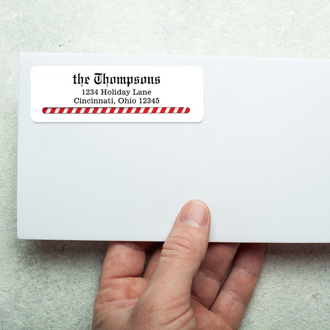 Étiquette Retour de Noël Adresse Sucres de canne (Simple red and white return address label. )