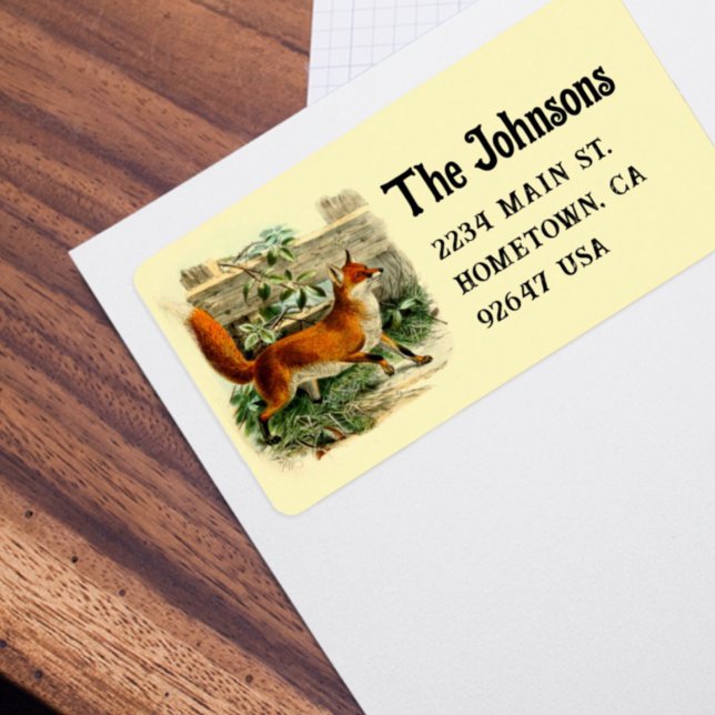 Étiquette retour Fox vintage Cottagecore (Créateur téléchargé)