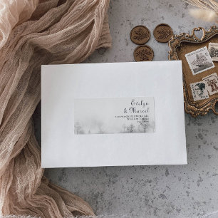 Étiquette Retour Mariage de la forêt de montagne d'hiver
