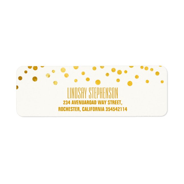 Étiquette Retour Mariage Gold Foil Confetti (Devant)