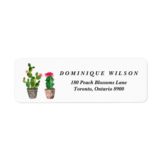 Étiquette Retour personnalisable de Succulents d'aquarelle