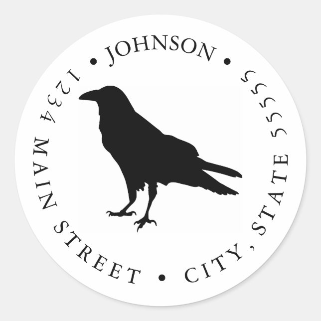 Étiquette retour Silhouette noir et blanc corbeau (Devant)