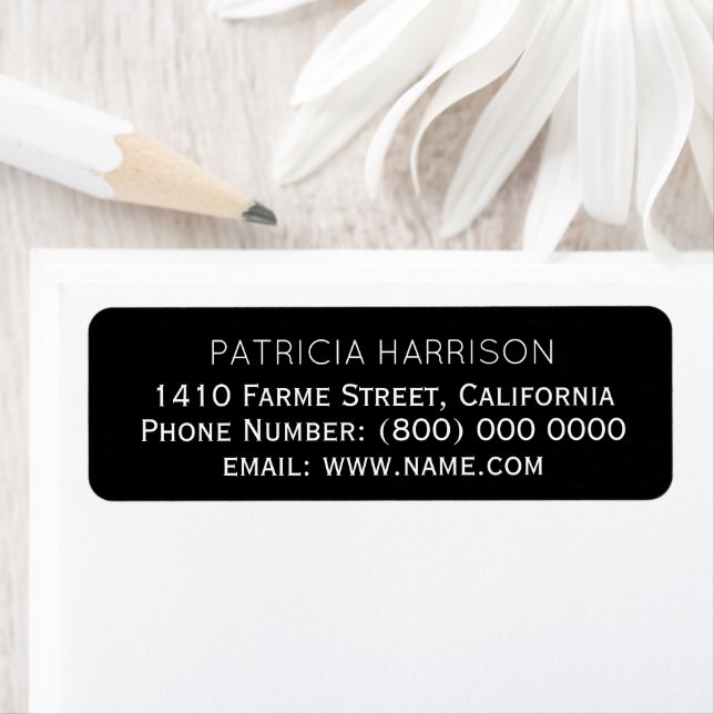 Étiquette Retourner l'adresse sur simple NOIR (En situation)