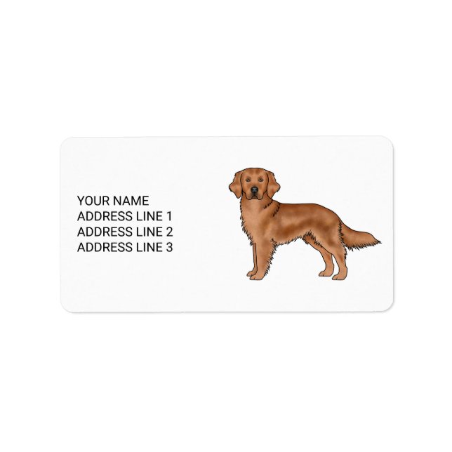 Étiquette Retriever doré rouge Chien mignon avec texte perso (Devant)