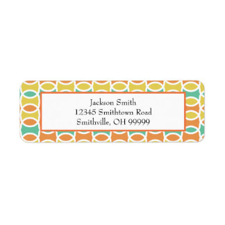 Étiquette Rétro 1960s Cercles Ovals Orange Or Turquoise