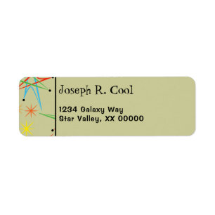 Étiquette Retro Atomic Starburst Multicolored Pattern