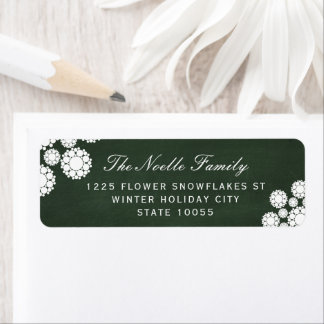 Étiquette Retro Chalkboard Snowflakes Fleur Holiday Adresse