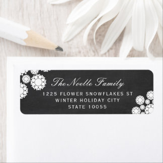 Étiquette Retro Chalkboard Snowflakes Fleur Holiday Adresse