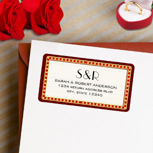 Étiquette Retro Cinema Theater Marquee Sign Mariage Adresse