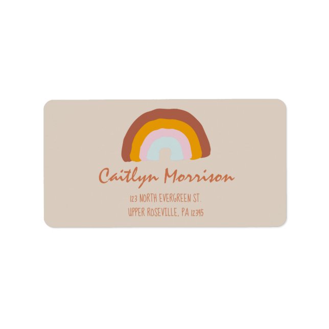 Étiquette Retro Colours Rainbow Doodle Adresse de retour (Devant)