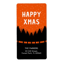 Retro Happy Xmas avec pins et neige