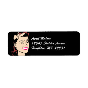 Étiquette Rétro Madame clignotante noire Winks Labeling