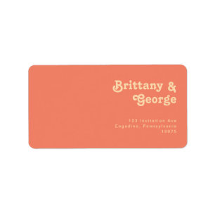 Étiquette Rétro moderne   Coral Wedding RSVP Adresse de ret