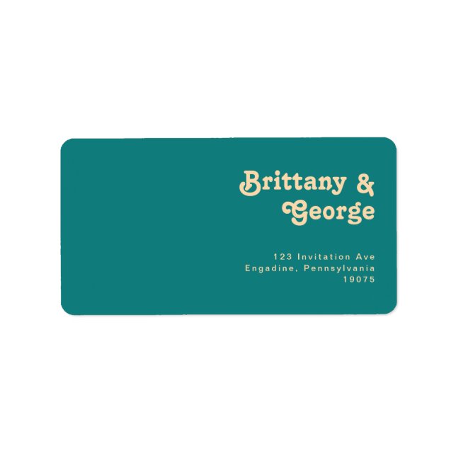 Étiquette Rétro moderne | Turquoise mariage RSVP Adresse de  (Devant)