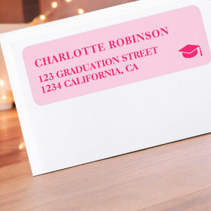 Étiquette Retro néon rose pastel graduation