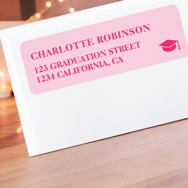 Étiquette Retro néon rose pastel graduation (Retro neon pink pastel graduation label)
