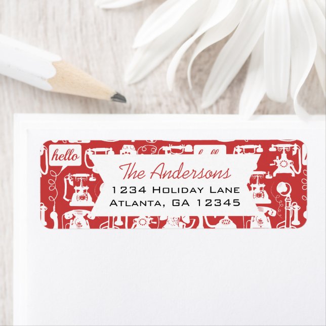 Étiquette Rétro n'importe quel Motif téléphonique couleur (En situation)