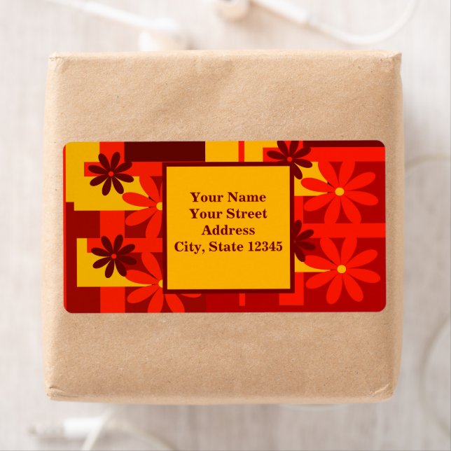 Étiquette Rétro orange 1970,personnaliser (En situation)