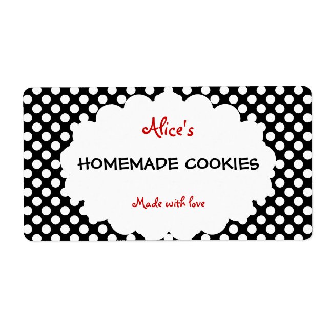 Étiquette Retro Polka Dot Cookies personnalisés (Devant)