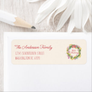 Étiquette Retro Quirky Coloré Noël Bow Wreath