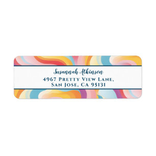 Étiquette Rétro Revival Abstrait Boho Rainbow Wave