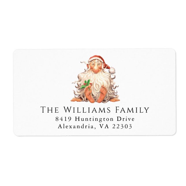Étiquette Retro Santa Fêtes de Noël (Devant)
