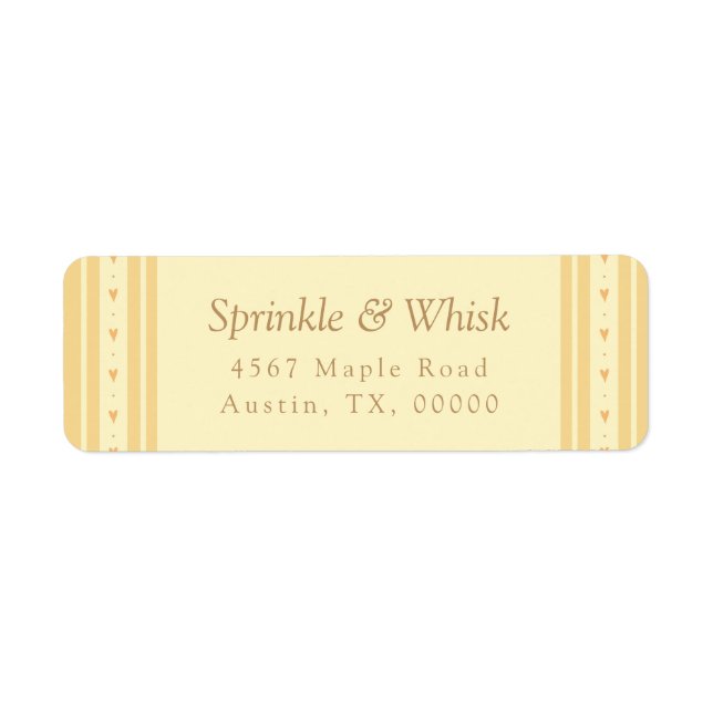 Étiquette Retro Yellow And Orange Heart Stripes Bakery (Devant)