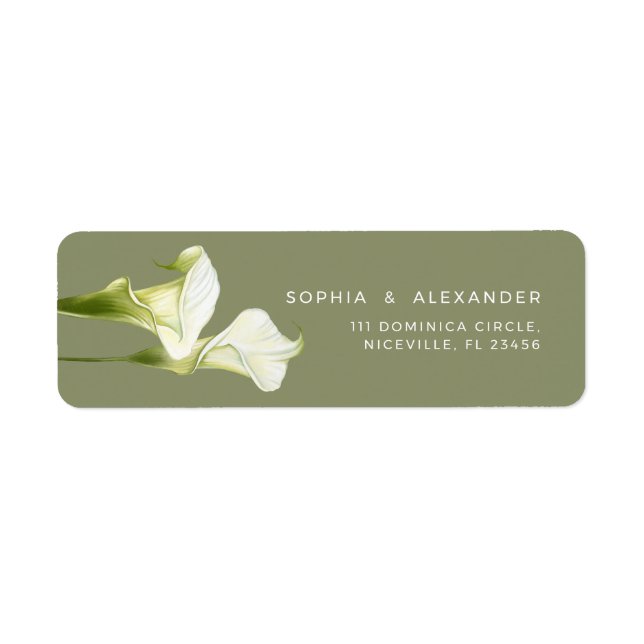 Étiquette Return Address Label Calla Lilies Wedding. (Devant)