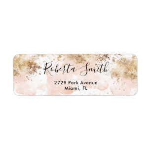 Étiquette Return Address Label Pink & Gold
