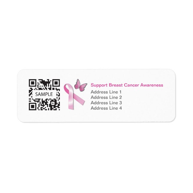 Étiquette Return Address Label Template Breast Cancer Aware (Devant)