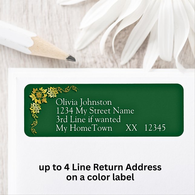 Étiquette Return Address Labels, Emerald Green & Gold (Créateur téléchargé)