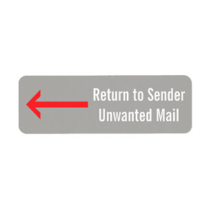 Étiquette "Revenez à l'expéditeur", "courrier non désiré