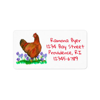 Étiquette Rhode Island Red Chicken Watercolor Retourner l'ad