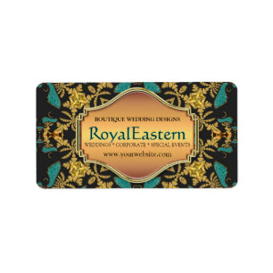 Étiquette Rich Elegant Royal Eastern Turquoise Black Gold Ba