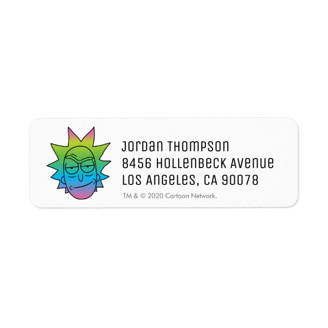 Étiquette RICK ET MORTY™| motif Rainbow Rick Head (Devant)