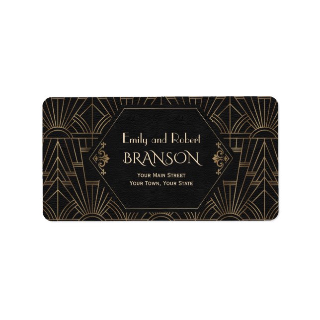 Étiquette Roaring 20s Great Gatsby Art Deco Wedding Address (Devant)