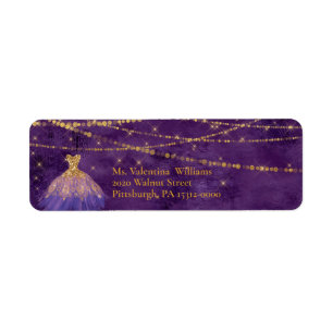 Étiquette Robe à paillettes violette/or Bokeh & Lumières Adr