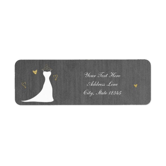 Étiquette Robe de mariée moderne et douche de mariée coeurs  (Devant)