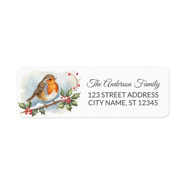 Étiquette Robin Oiseau branché Noël hiver Adresse de retour (Devant)
