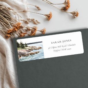 Étiquette Rocheuse Pine Mountain Watercolor Adresse maritime