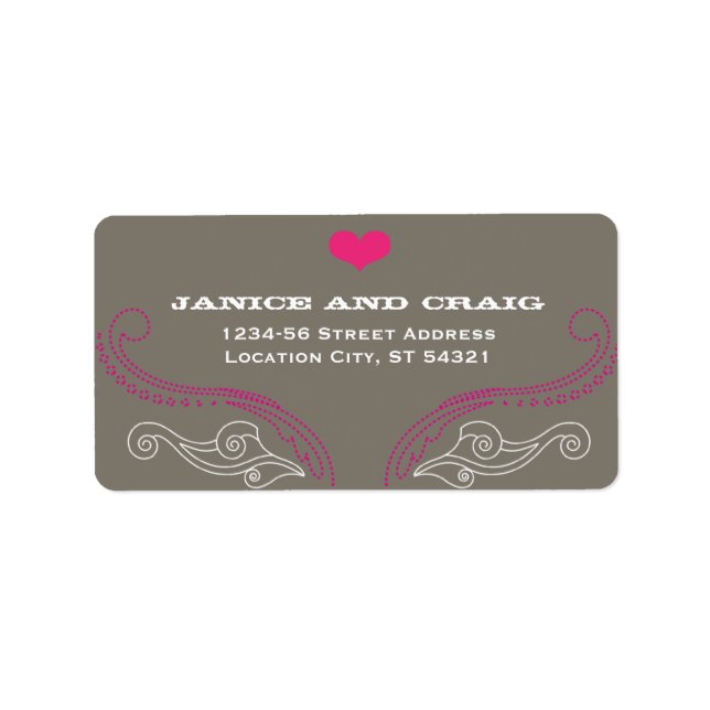 Étiquette Rock rose et gris 'n' Roll Music Mariage à thème (Devant)