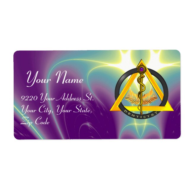 Étiquette RODE DU SYMBOLE DE DENTISSE DENTISTE ASCLEPIUS Pou (Devant)