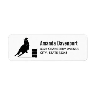 Étiquette Rodeo Theme Cowgirl Barrel Racing Silhouette Label