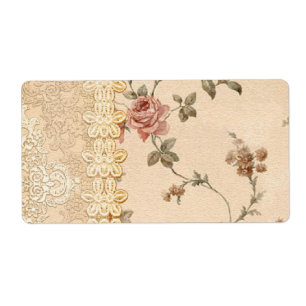 Étiquette romance printanier motif rose victorienne