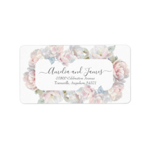 Étiquette Romantic Blush Peony Floral Mariage Adresse
