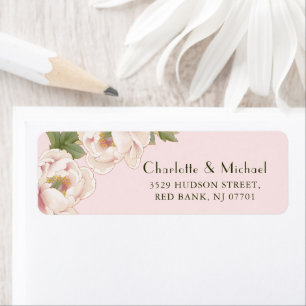 Étiquette Romantic Blush Pink Mariage Retour Adresse