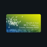 Étiquette Romantic Country Dandelion Adresse du Mariage<br><div class="desc">Glitterie, beau dandelion dans le champ couleur vert et bleu saphir chartreuse illustré sur Étiquettes de adresse de mariage personnalisés. Vous apprécierez l'art poétique et fantaisiste du dandelion qui sera parfait pour votre MARIAGE DE JARDIN DE PRINTEMPS FRAIS | MARIAGE CAMPAGNARD CHIC | PALETTE DE COULEUR BLEU & VERT MARIAGE...</div>