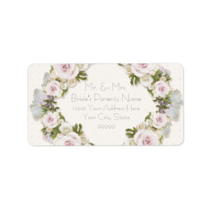 Étiquette Romantic Floral Blush Rose Vintage Adresse de reto