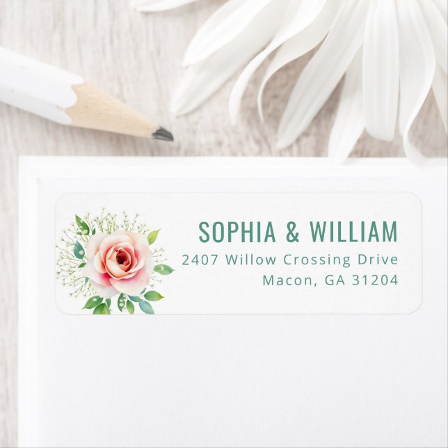 Étiquette Romantic Pink Botanical Floral (En situation)